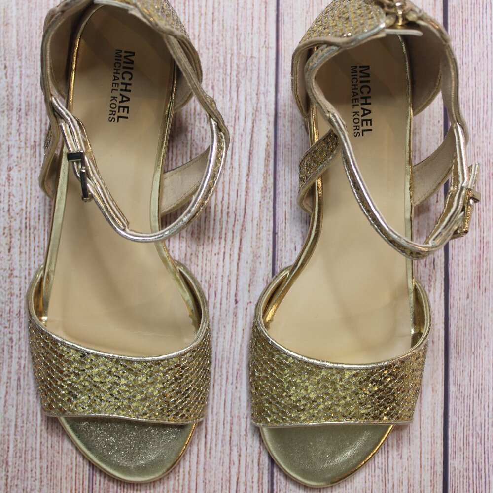 Michael Michael Kors Gold Glitter Low Heels - Picture 4 of 9